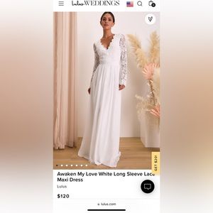 Lulu’s white backless floor length dress